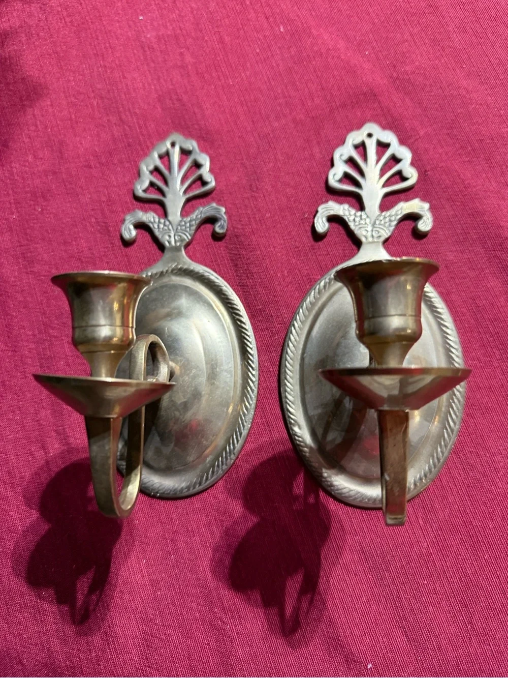 Vintage Brass Wall Sconces - Pair in Warm Brass Tone